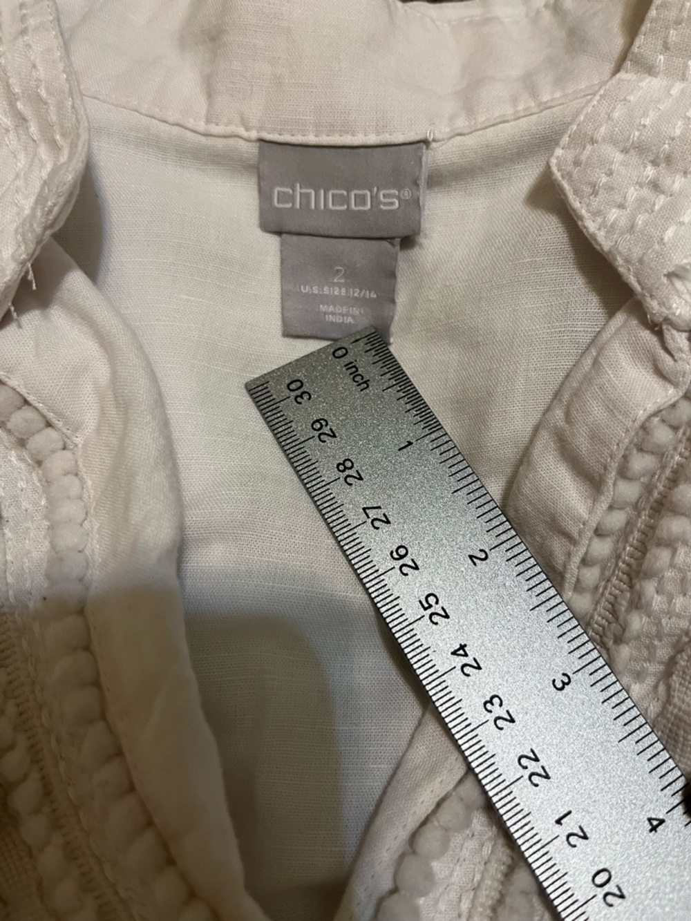 Chico's White Pom-Pom Trim V-Neck Tunic - Picture 5 of 7